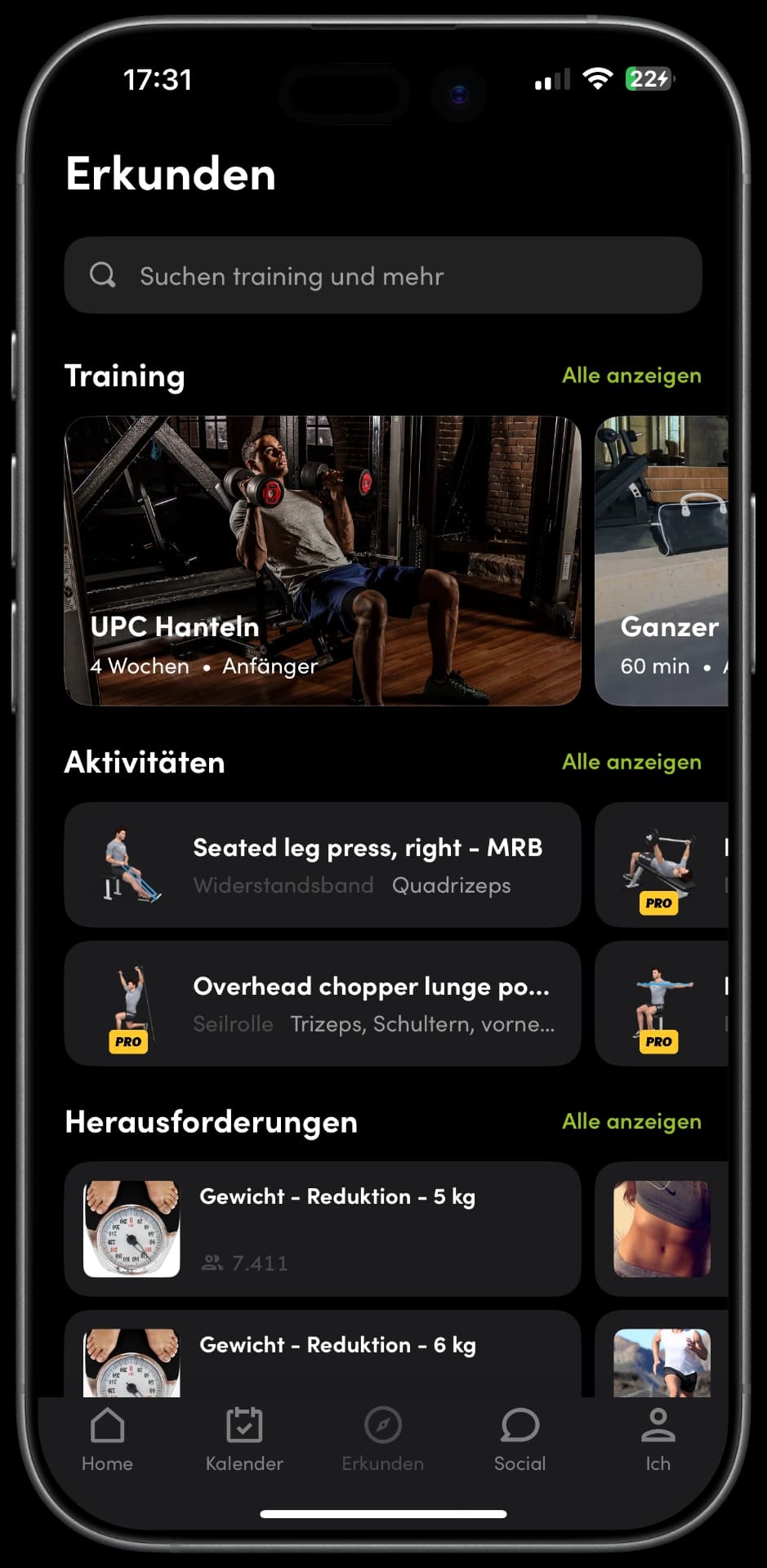 iPhone zeigt speedfitness App auf der Seite "Erkunden" 